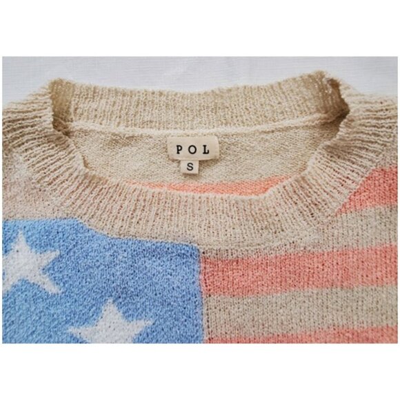 POL Oversize Loose Fit American Flag Lightweight Leisure Sweater Knit Top Size S - Picture 4 of 8